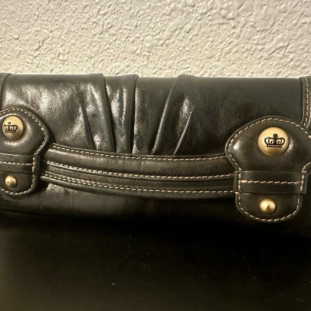 Juicy Couture Black Clutch Wallet with Gold Accents